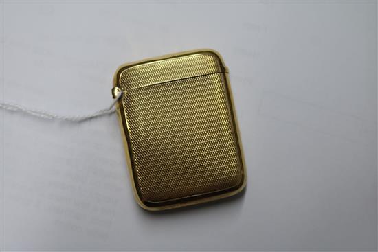 A George V 18ct gold vesta case by Asprey & Co Ltd, 49mm.